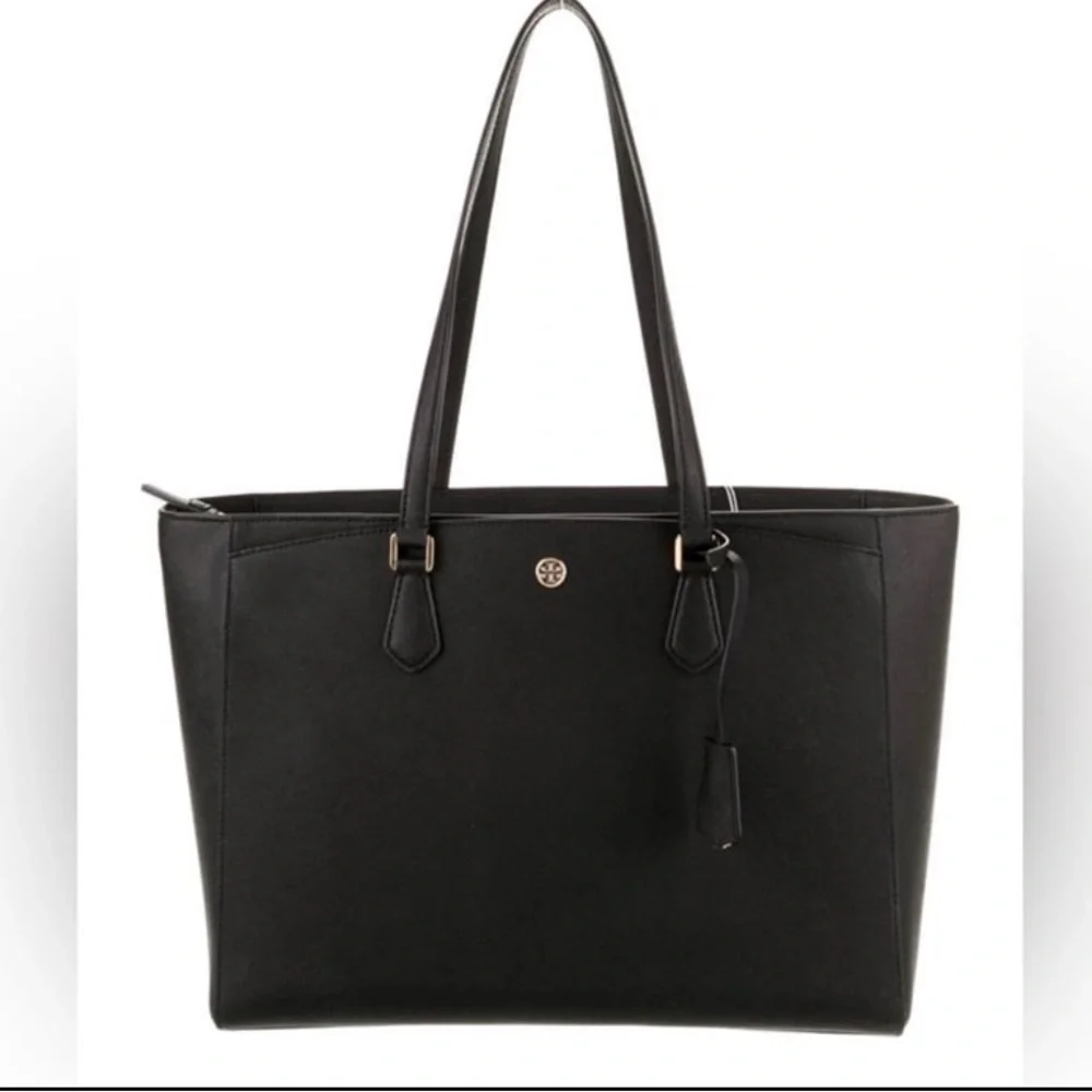 Tory Burch Large Robinson Black Leather Tote Shoulder‎ Bag